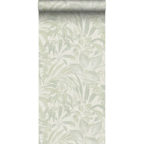 Sanders & Sanders Behang Bladeren Vergrijsd Groen - 53 Cm X 10 M - 640231