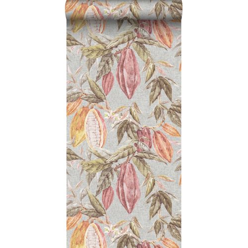 Sanders & Sanders Behang Bladeren Vergrijsd Groen, Grijs En Terracotta - 53 Cm X 10 M