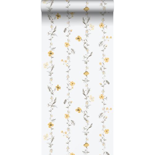 Sanders & Sanders Behang Bloemen Geel En Wit - 53 Cm X 10 M - 640172