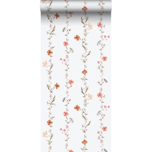 Sanders & Sanders Behang Bloemen Oranje En Wit - 53 Cm X 10 M - 640173