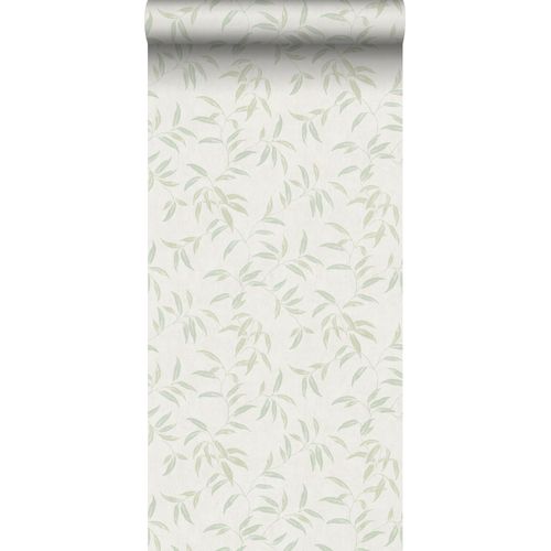 Sanders & Sanders Behang Bladeren Vergrijsd Groen - 53 Cm X 10 M - 640235