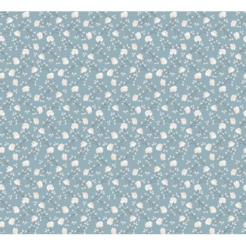 Sanders & Sanders Behang Bloemetjes Vergrijsd Blauw En Wit - 53 Cm X 10 M - 640183