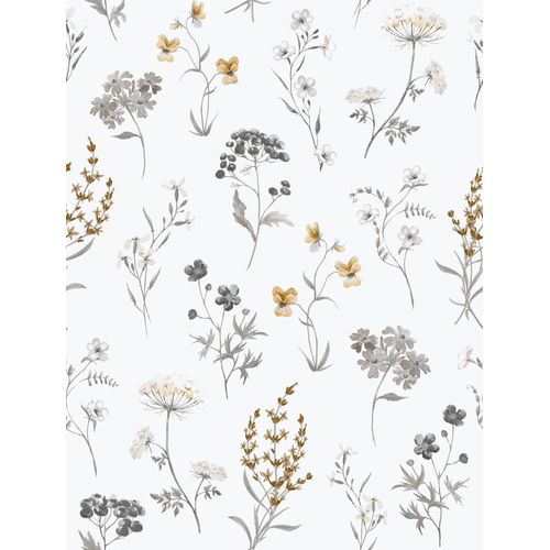 Sanders & Sanders Behang Bloemen Wit, Grijs En Okergeel - 53 Cm X 10 M - 640168