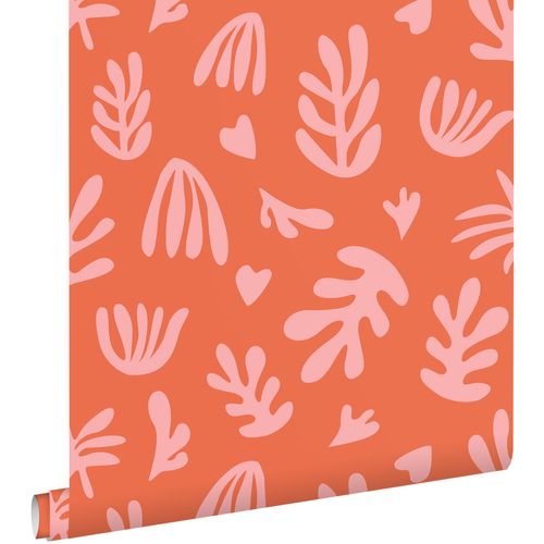 ESTAhome Behang Planten In Matisse Stijl Oranje En Roze - 50 X 900 Cm - 131021