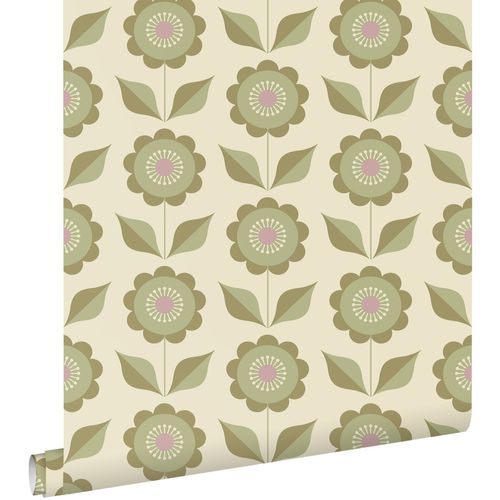 ESTAhome Behang Bloemen Vergrijsd Groen - 50 X 900 Cm - 130979