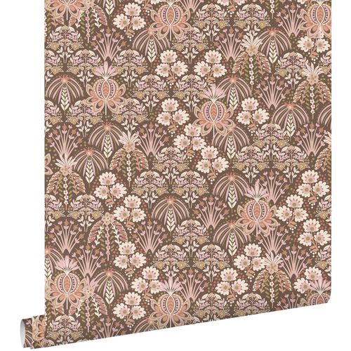 ESTAhome Behang Vintage Bloemen In Art Nouveau Stijl Oudroze En Bruin - 50 X 900 Cm