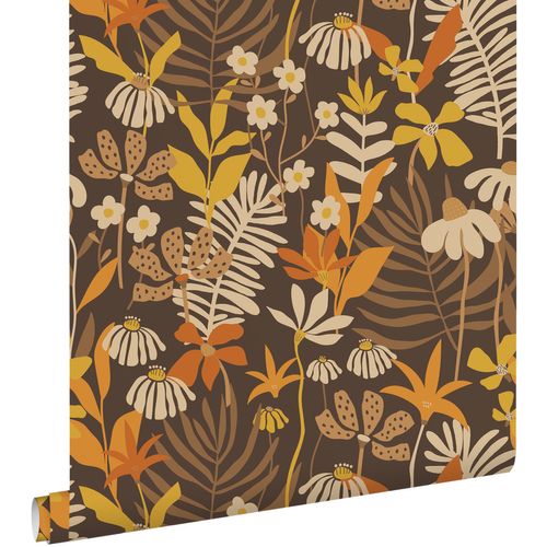 ESTAhome Behang Tropische Bladeren En Bloemen Bruin En Meerkleurig - 50 X 900 Cm