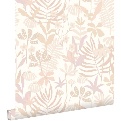 ESTAhome Behang Tropische Bladeren En Bloemen Beige - 50 X 900 Cm - 130995