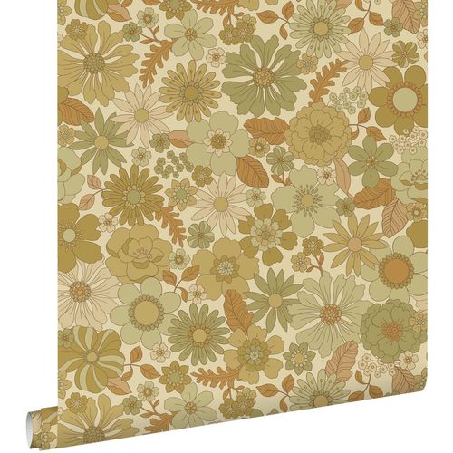 ESTAhome Behang Retro Bloemen Vergrijsd Groen - 50 X 900 Cm - 130964