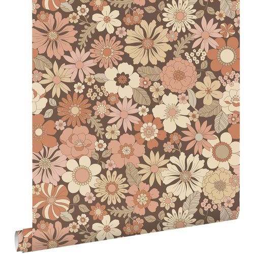 ESTAhome Behang Retro Bloemen Oudroze En Beige - 50 X 900 Cm - 130966