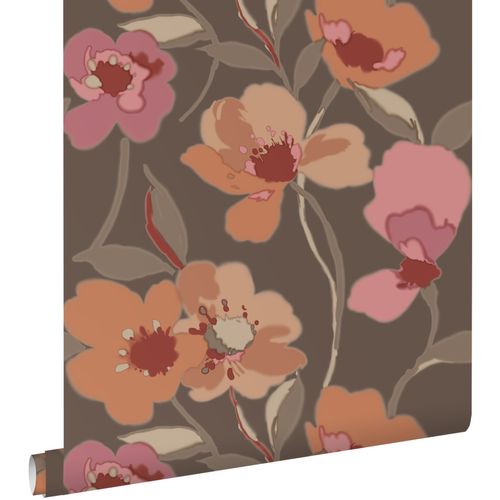 ESTAhome Behang Bloemen Terracotta En Oudroze - 50 X 900 Cm - 130991