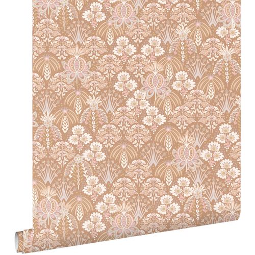 ESTAhome Behang Vintage Bloemen In Art Nouveau Stijl Terracotta Roze - 50 X 900 Cm