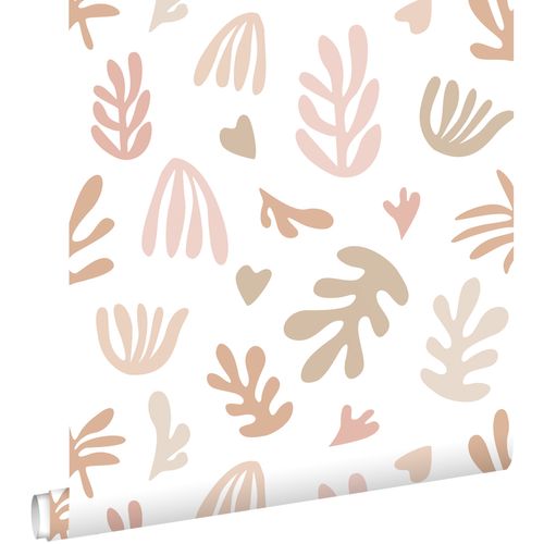 ESTAhome Behang Planten In Matisse Stijl Beige, Roze En Wit - 50 X 900 Cm - 131017