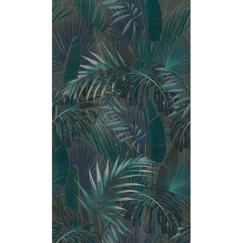 Livingwalls Behang Jungle-motief Petrolblauw, Blauw En Groen - 159 X 280 Cm