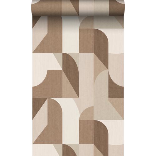 Origin Wallcoverings Eco-texture Vliesbehang Cirkels In Bauhaus Stijl Bruin En Beige