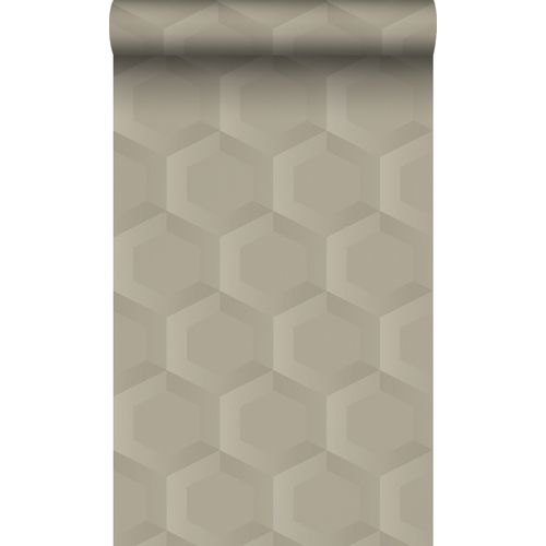 Origin Wallcoverings Eco-texture Vliesbehang 3d Hexagon Motief Zand Beige