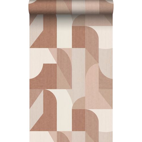 Origin Wallcoverings Eco-texture Vliesbehang Cirkels In Bauhaus Stijl Terracotta En Beige