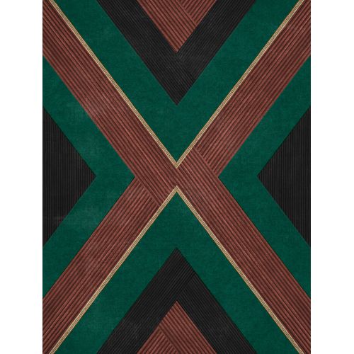 Sanders & Sanders Behang Geometrische Vormen Terracotta, Groen En Zwart