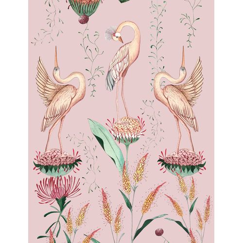 Walls4You Behang Kraanvogels Roze - 53 Cm X 10 M - 640149