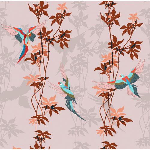 Walls4You Behang Tropische Planten Oudroze En Terracotta - 53 Cm X 10 M - 640110