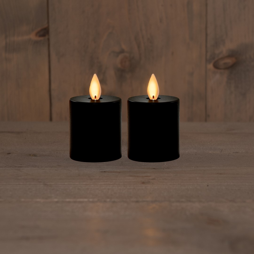 Anna's Collection B.O.T. 2Pcs Candles Black 4,5X8 cm Moving Flame 2X2Aaa - 