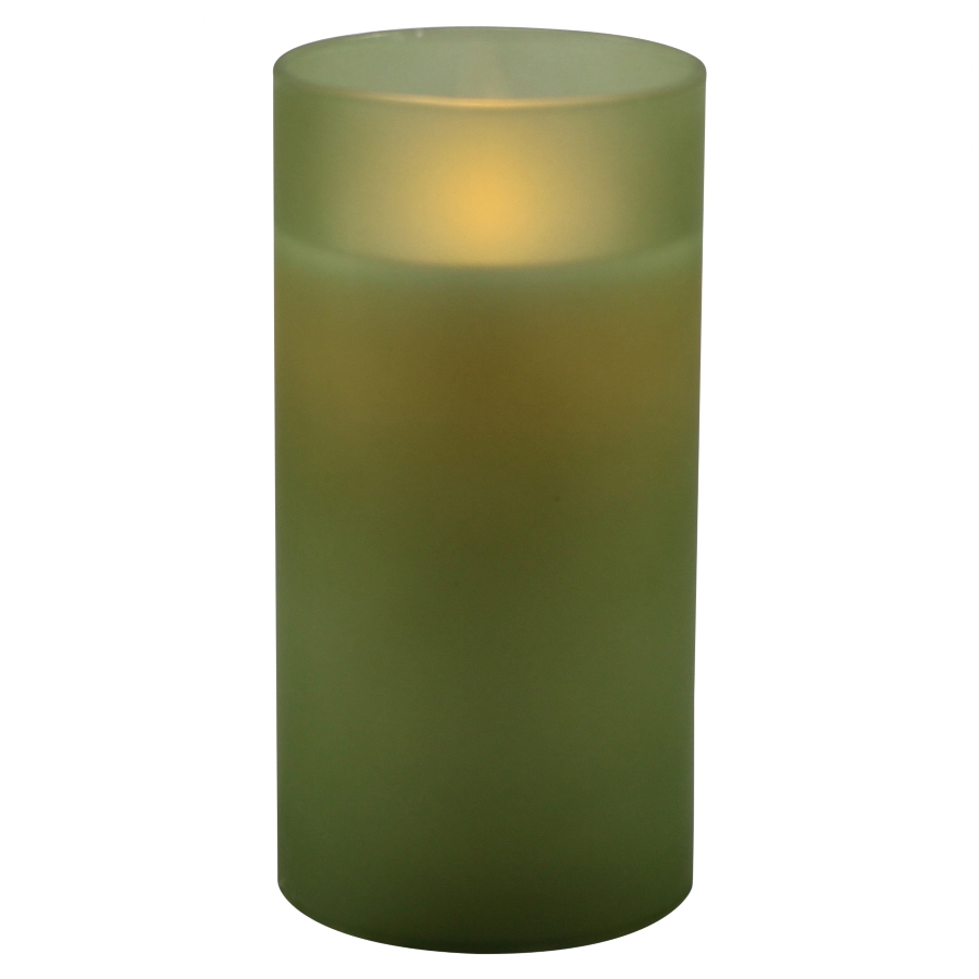 Magic Flame LED kaars wax in groen mat glas 15cm - 