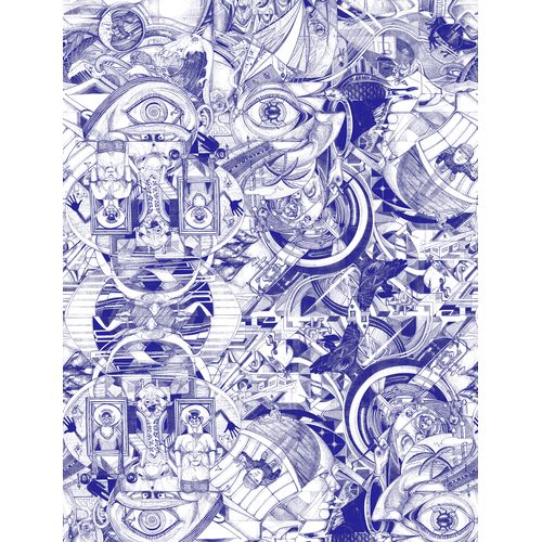 Walls4You Behang Surrealistisch Motief Blauw En Wit - 53 Cm X 10 M - 640157