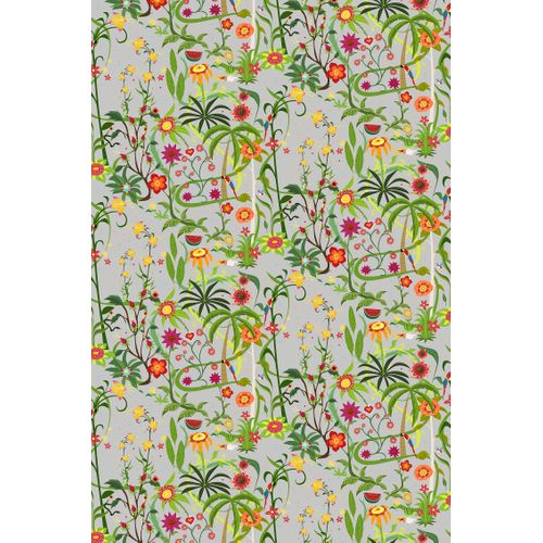 Walls4You Fotobehang Tropische Bloemen Grijs En Meerkleurig - 53 Cm X 3 M - 640100