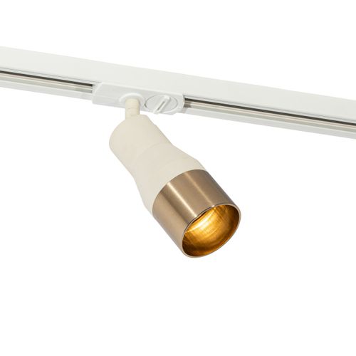 QAZQA Moderne Spot Beige Met Goud Voor Railsysteem 1-fase Gu10 50mm - Iconic Kohua