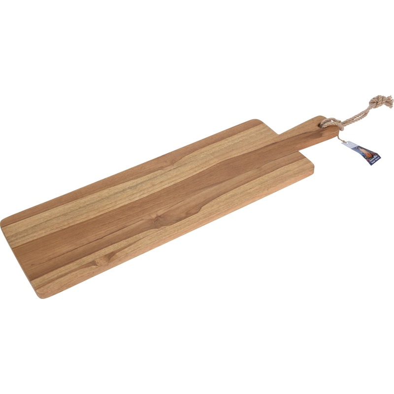 Merkloos Teak houten serveerschaal/serveerblad met handvat 69 cm -