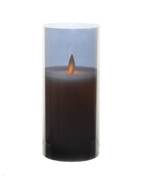 Magic Flame LED kaars in smoked glas 15 cm b/o - 