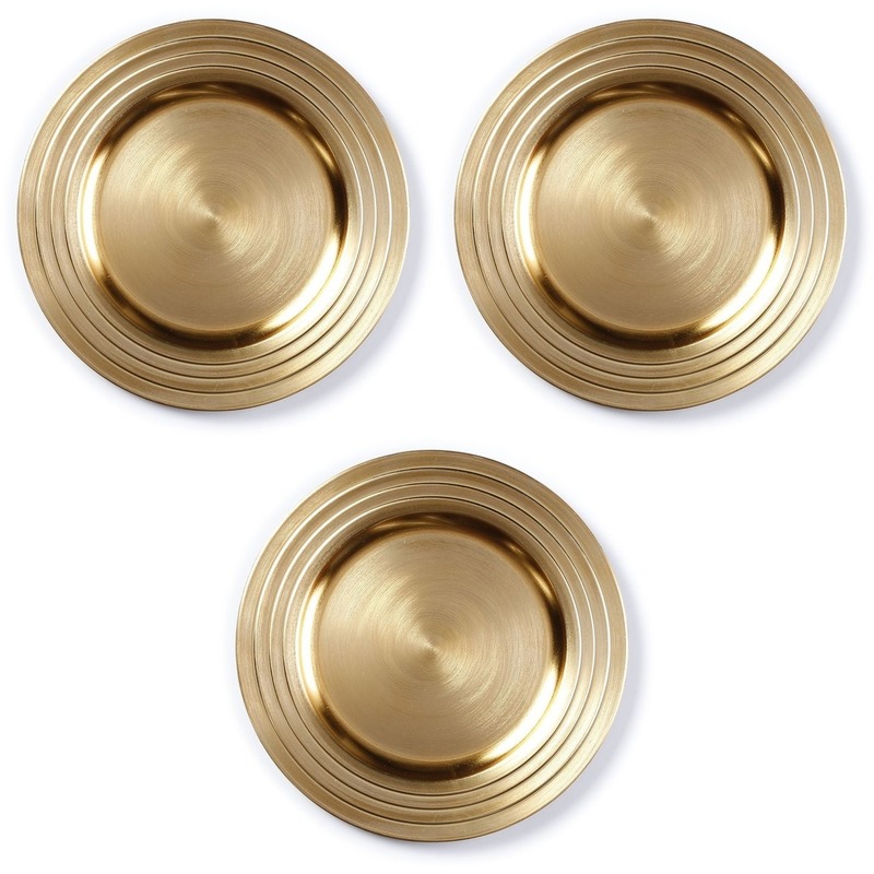 Merkloos 3x Kaarsenborden/plateaus goud 33 cm rond -