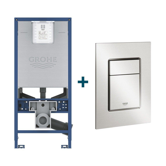 Grohe Rapid SLX inbouwreservoir met frame inclusief  Skate cosmopolitan bedieningsplaat Supersteel sw107660/sw336186