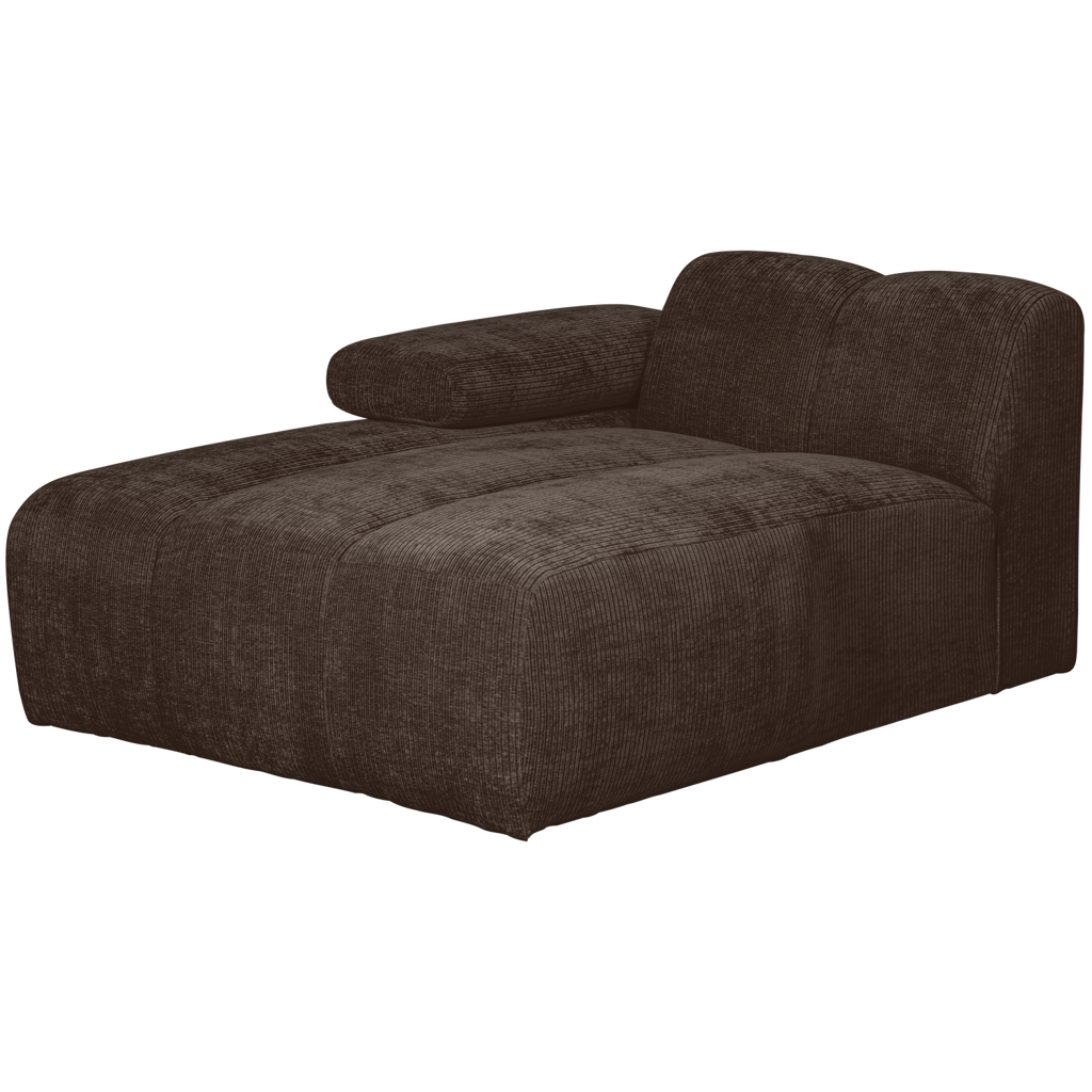 WOOOD Mojo Chaise Longue Element Links Geweven Ribstof Bruin