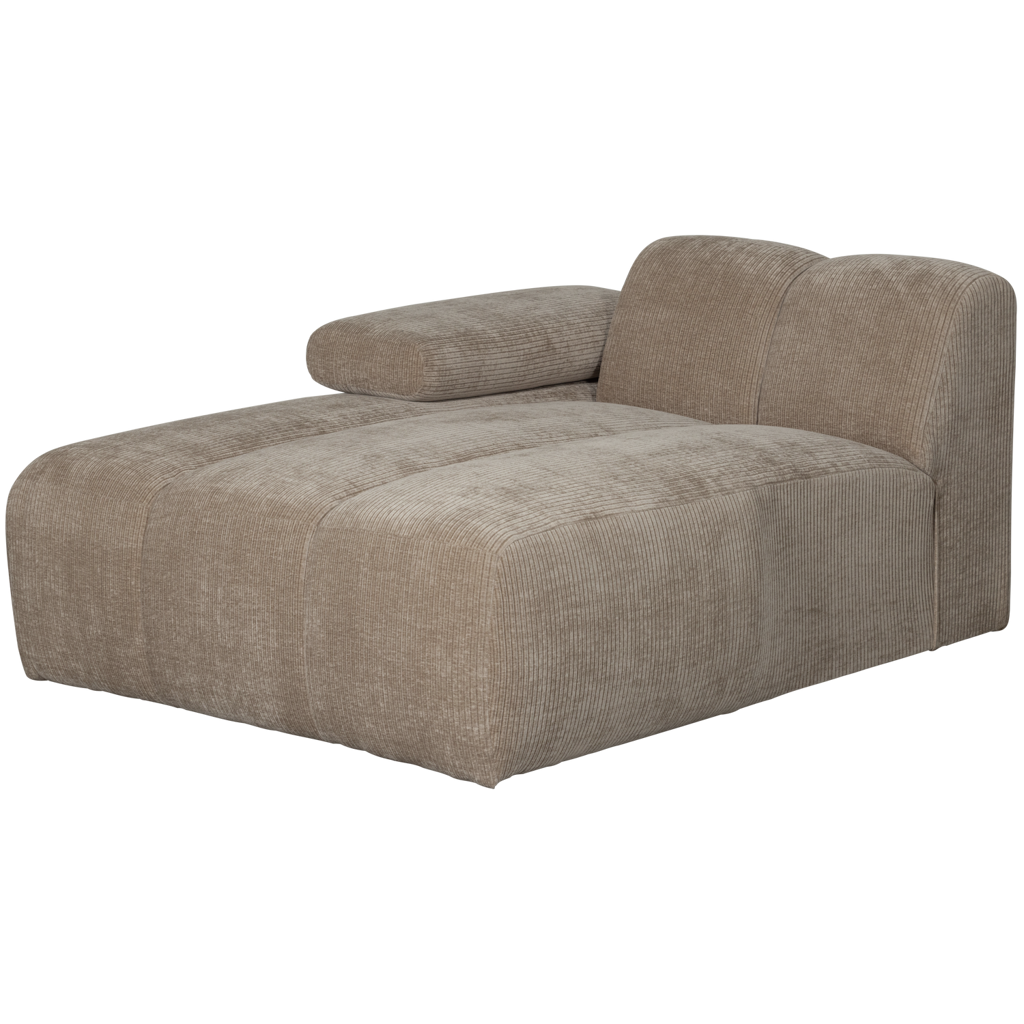 WOOOD Mojo Chaise Longue Element Links Geweven Ribstof Donker Zand