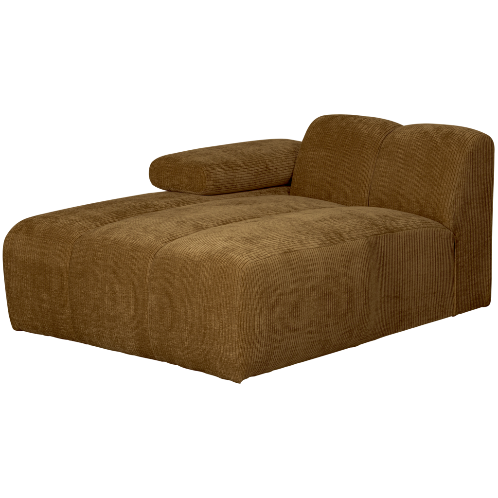 WOOOD Mojo Chaise Longue Element Links Geweven Ribstof Honing Geel