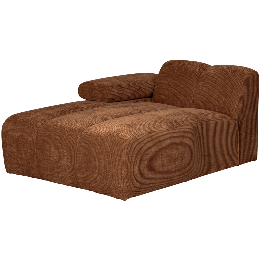 WOOOD Mojo Chaise Longue Element Links Geweven Ribstof Roest Bruin