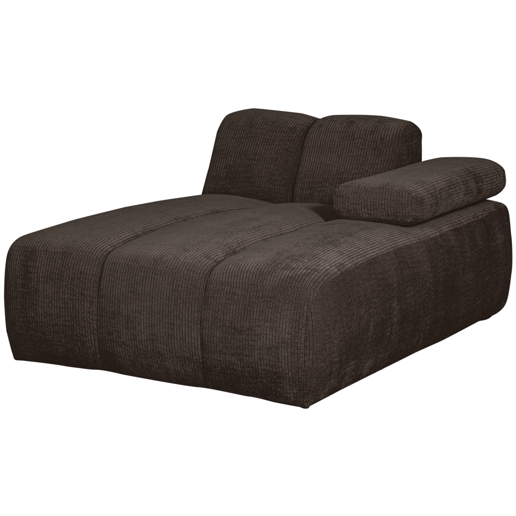 WOOOD Mojo Chaise Longue Element Rechts Geweven Ribstof Bruin