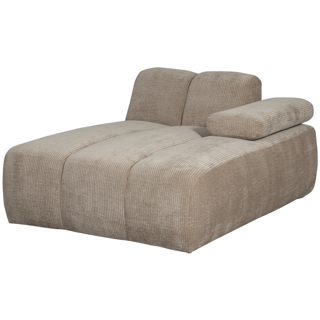 WOOOD Mojo Chaise Longue Element Rechts Geweven Ribstof Donkerzand