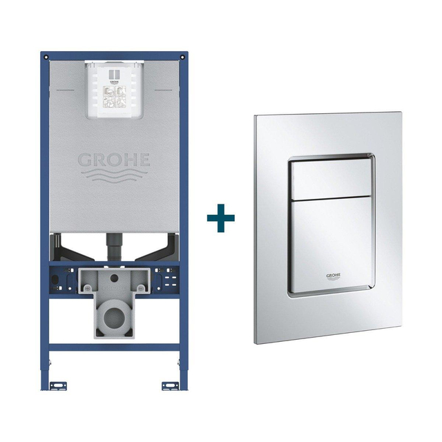 Grohe Rapid SLX Inbouwreservoir - frame netspanning - douchewc aansluiting -  Skate cosmopolitan bedieningsplaat - Chroom sw107663/sw405420