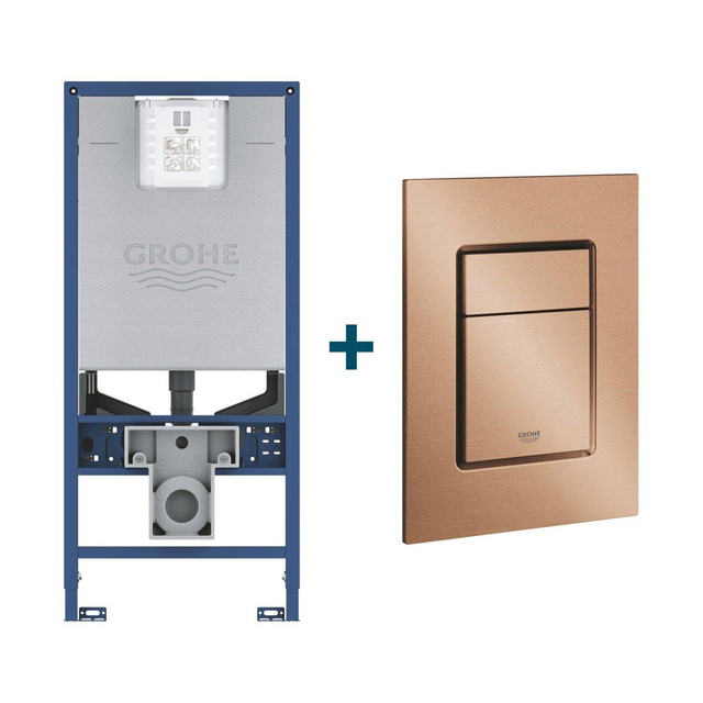 Grohe Rapid SLX Inbouwreservoir - frame netspanning - douchewc aansluiting -  Skate cosmopolitan bedieningsplaat - Geborsteld Warm Sunset sw242316/sw405420