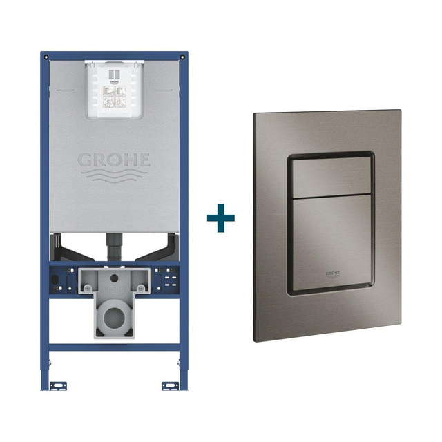 Grohe Rapid SLX Inbouwreservoir - frame netspanning - douchewc aansluiting -  Skate cosmopolitan bedieningsplaat - Geborsteld Hard Graphite sw242311/sw405420