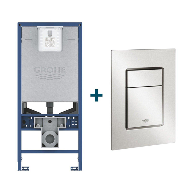 Grohe Rapid SLX Inbouwreservoir - frame netspanning - douchewc aansluiting -  Skate cosmopolitan bedieningsplaat - Supersteel sw107660/sw405420