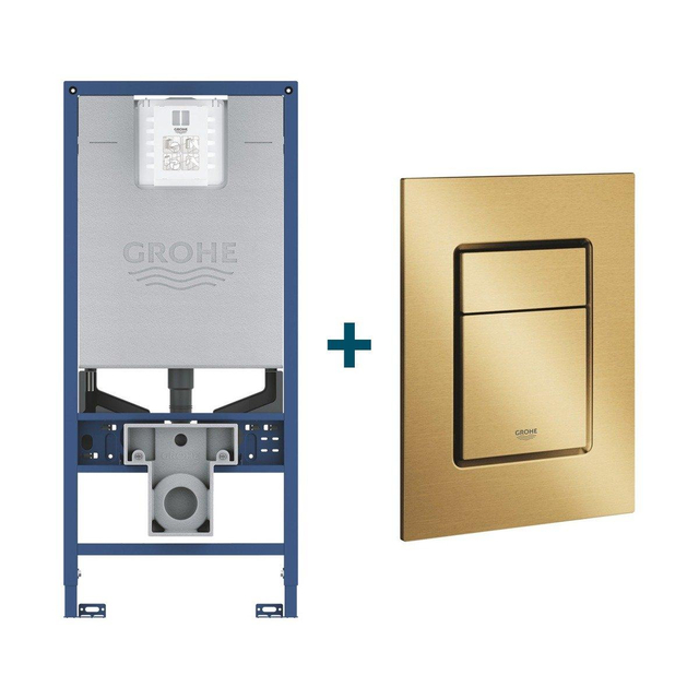 Grohe Rapid SLX Inbouwreservoir - frame netspanning - douchewc aansluiting -  Skate cosmopolitan bedieningsplaat - Geborsteld Cool Sunrise sw242307/sw405420