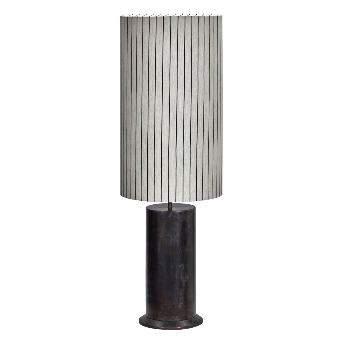 House Doctor-collectie Vloerlamp Rafi base with Shade Antique brown base / Off-white w. black stripes shade