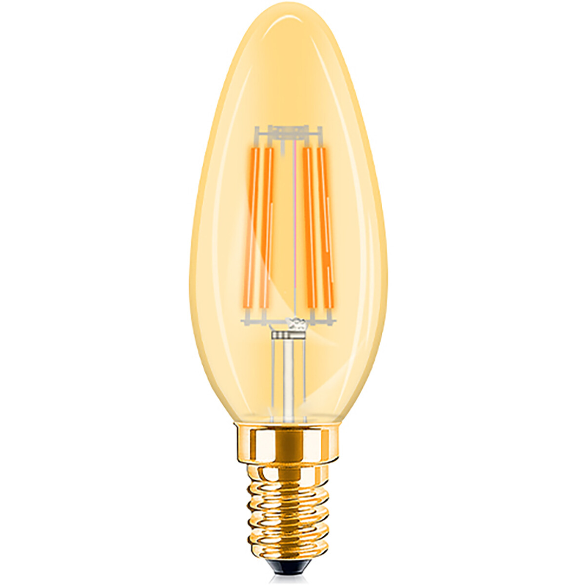 BES LED LED Lamp E14 Kaars Filament - Brinton - Amber 4W 360lm - 822 Zeer Warm Wit 2200K - C35 | Vervangt 32W