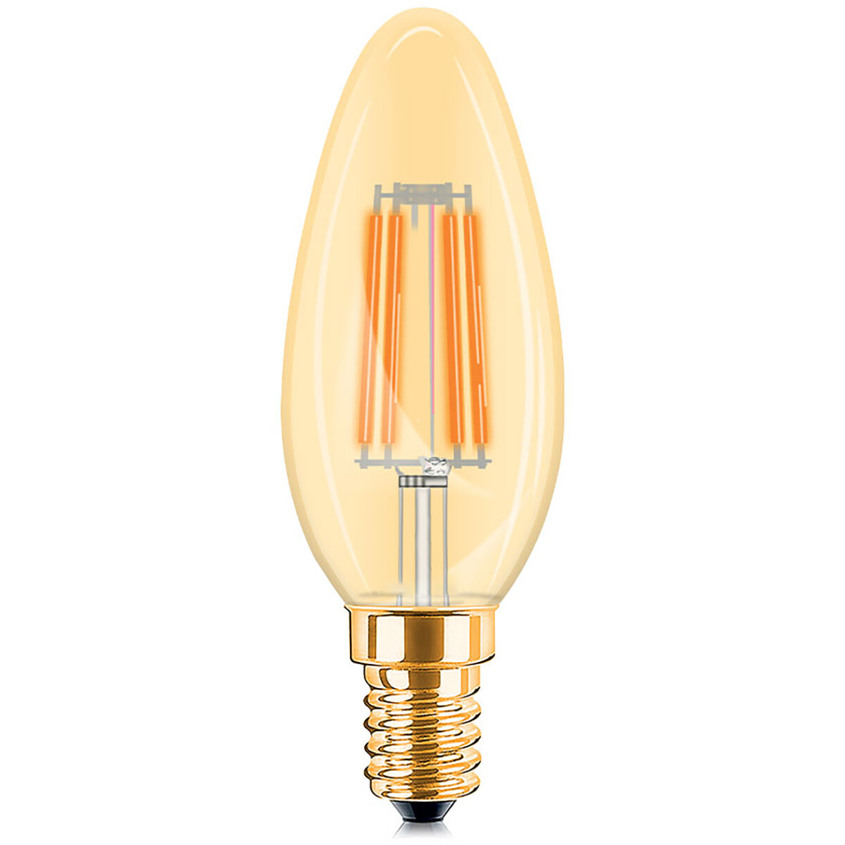 BES LED LED Lamp E14 Kaars Filament - Brinton - Amber 4W 360lm - 822 Zeer Warm Wit 2200K - C35 - Dimbaar | Vervangt 32W