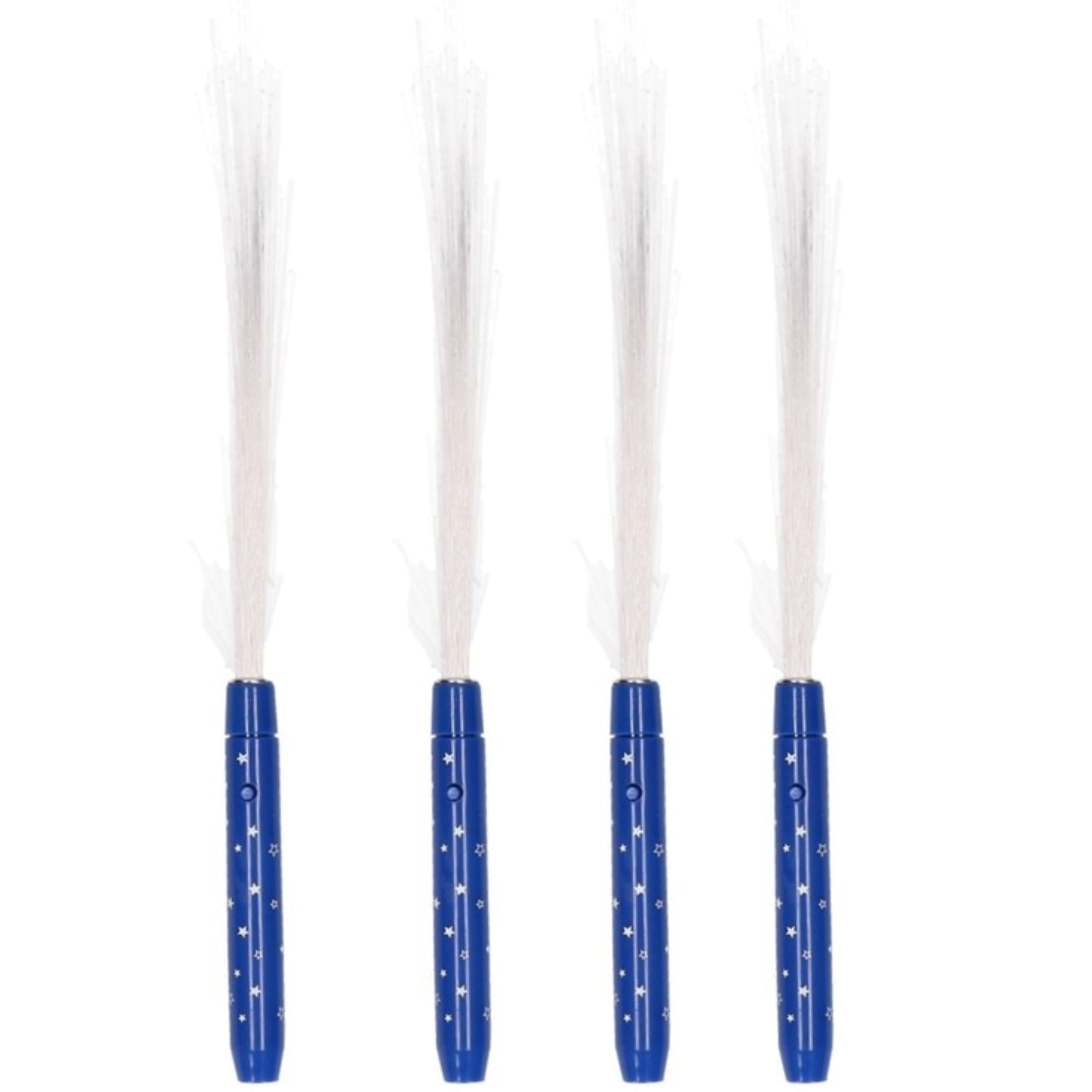 Merkloos Set van 4x stuks fiber LED licht stick blauw -