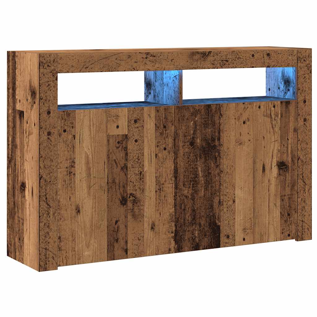 vidaXL Dressoir met LED 115,5x30x75 cm bewerkt hout oud hout