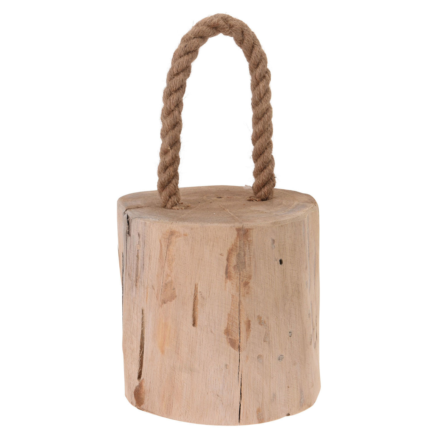 Merkloos 1x Deurstopper teak met draagtouw 14 cm -